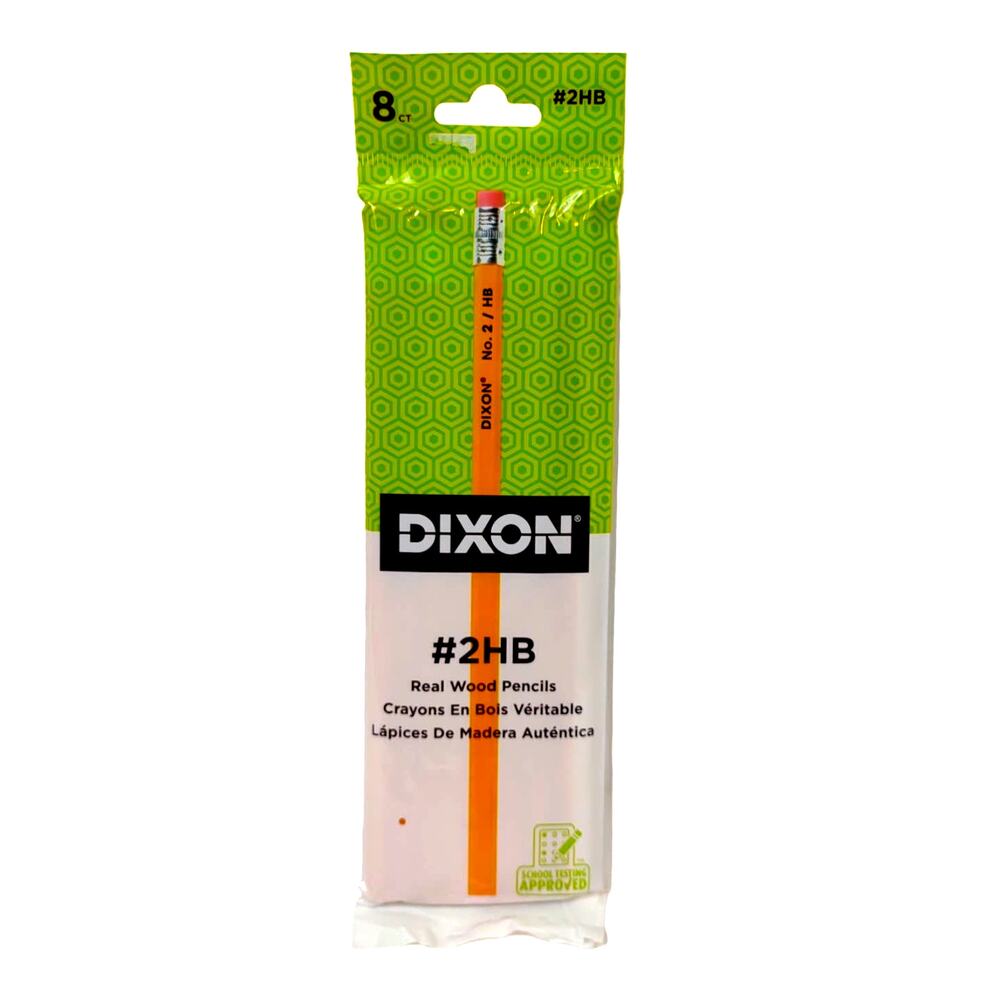 Dixon No 2 Yellow #2HB Real Wood Pencils 8 Count Black Core #2 Pencils